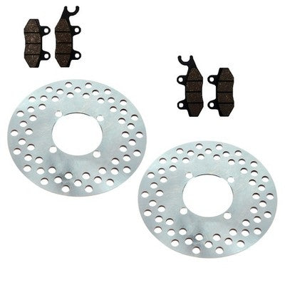 Solid Spare 2 Front Brake Rotors & Semi-Metallic Brake Pads Yamaha Rhino 700 4x4 2008-2013