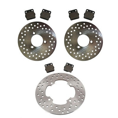 Solid Spare Front & Rear Disc Brake Rotors & Brake Pads for Honda TRX400EX, TRX400X Sportrax