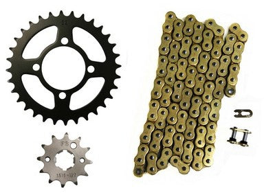 Solid Spare Gold 520x74 Drive Chain & 12/32 Sprockets for Yamaha Grizzly 125 2004-2013