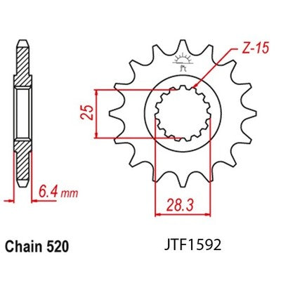 JT Sprockets 14 Tooth Front Steel Sprocket 14T for Yamaha YFZ450R & YFZ450X