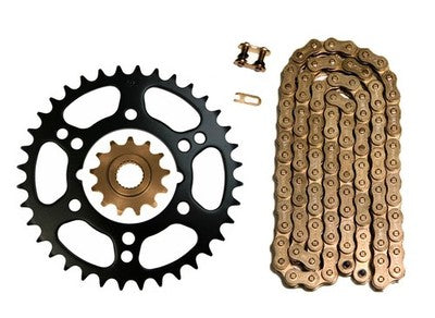 Solid Spare Gold 520x76 O-Ring Chain & 13/36 Sprockets for Polaris Scrambler 500 4x4 1998-12