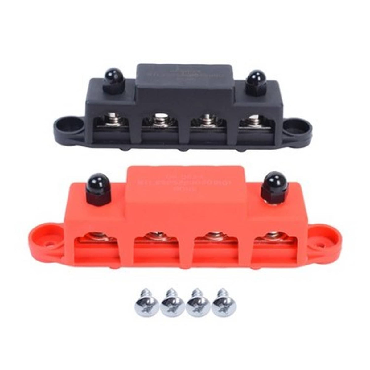 Solid Spare Red & Black 5/16" 4 Stud Power Distribution Busbar Bus Bar With Cover Fast Ship