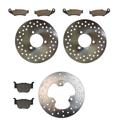 Solid Spare Front & Rear Disc Brake Rotors & Brake Pads fits Honda TRX450R TRX450ER Sportrax
