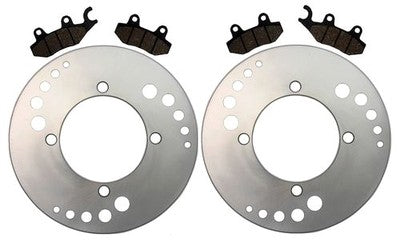 Solid Spare 2 Rear Brake Rotors & Semi-Metallic Pads for Yamaha Rhino 700 4x4 2008-2013