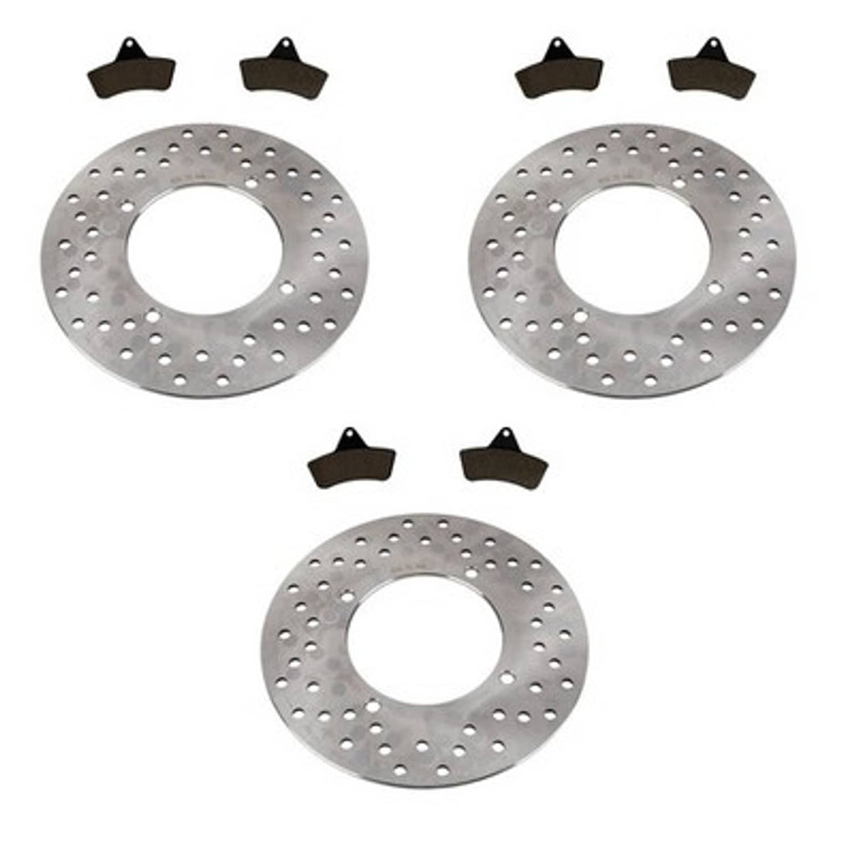 Solid Spare Front & Rear Brake Rotors & Semi-Metallic Brake Pads for Arctic Cat Bearcat 454