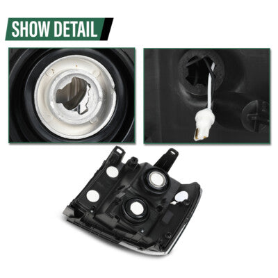 Solid Spare Fit For 2007-2014 GMC Sierra 1500 2500 3500 Clear/Black LED Tube DRL Headlights
