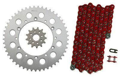 Solid Spare Red 520x114 Drive Chain & 13/49 Sprockets for Kawasaki KX250 2002 2003 2004