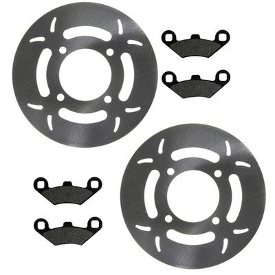 Solid Spare 2 Front Disc Brake Rotors & Pads for Polaris Trail Blazer & Trail Boss 2005-2009