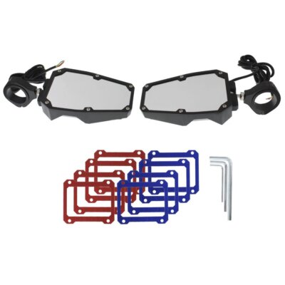 Solid Spare For Polaris RZR 1.75"-2" Roll Cage Rear View Side Mirrors w/ LED Lights UTV