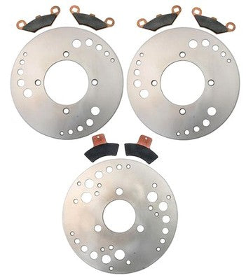 Solid Spare Front & Rear Brake Rotors and Semi-Metallic Pads for Polaris Xpedition 325 2000