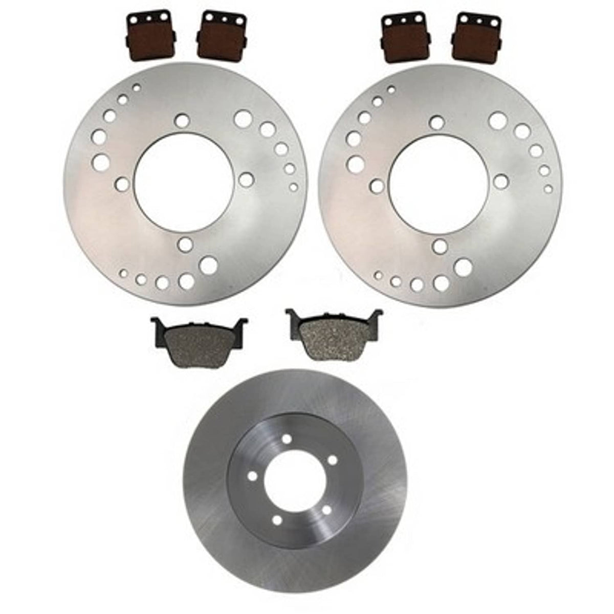 Solid Spare Front & Rear Brake Rotors Semi-Metallic Pads for Honda Rancher 420 IRS 2009-2014