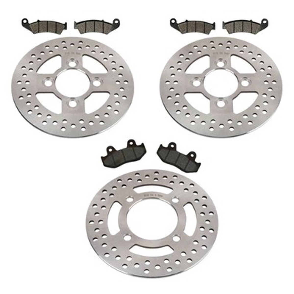 Solid Spare Front & Rear Disc Brake Rotors & Brake Pads for Honda TRX250R Fourtrax 1986-1987