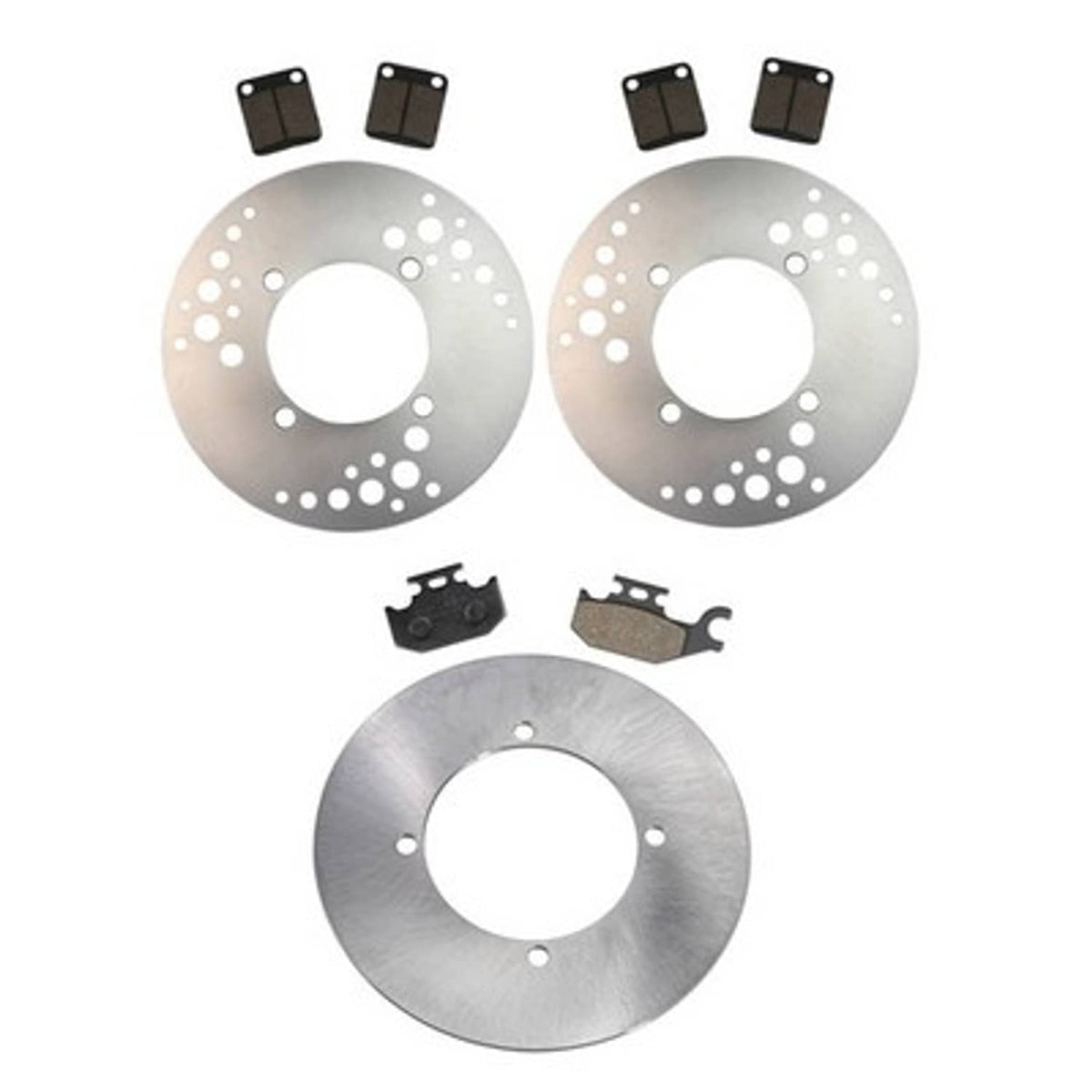 Solid Spare Front & Rear Disc Brake Rotors, Semi-Metallic Pads for Yamaha Kodiak 450 2005-06