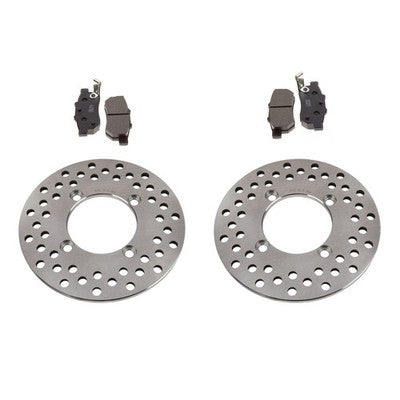 Solid Spare 2 Rear Brake Rotors & Semi-Metallic Brake Pads for Honda Big Red 700 2009-2013