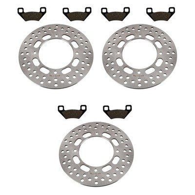 Solid Spare Front & Rear Brake Rotors & Brake Pads for Arctic Cat 450 Alterra 4x4 2013-2024