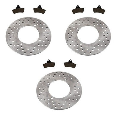 Solid Spare Front Rear Brake Rotors Semi-Metallic Pads for Arctic Cat 250 Utility 1999-2004
