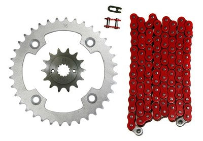 Solid Spare Red 520x96 Drive Chain & 14/36 Sprockets for Suzuki LT-R450 Quadracer R450