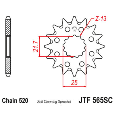 JT Sprockets 13 Tooth Front Steel Sprocket 13T for Kawasaki KX250 fits 1999-2007