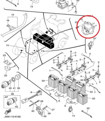 Charger Receptacle Fits Yamaha G29 Drive / YDRE Electric Carts # JW9-H6181-00-00