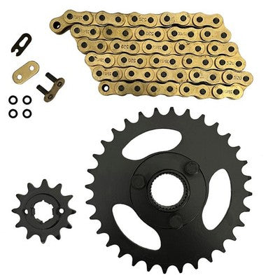 Solid Spare Gold 520x60 O-Ring Chain & 12/32 Sprockets for Polaris RZR 170 fits 2009-2016