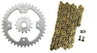 Solid Spare Gold 520x94 Drive Chain & 14/38 Sprockets for Kawasaki KFX450R fits 2008-2014