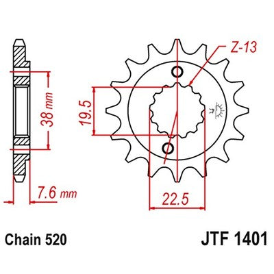 JT Sprockets 15 Tooth Front Steel Sprocket 15T for Kawasaki KFX400 2003-2006
