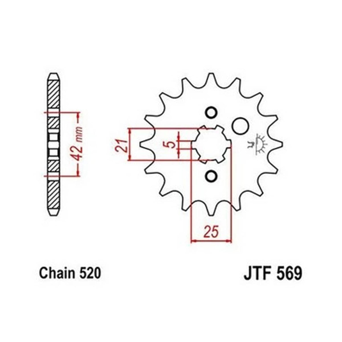 Solid Spare JT 14 Tooth Front Sprocket for Kawasaki fits 1987-2004 KX500 & 1987-1998 KX250