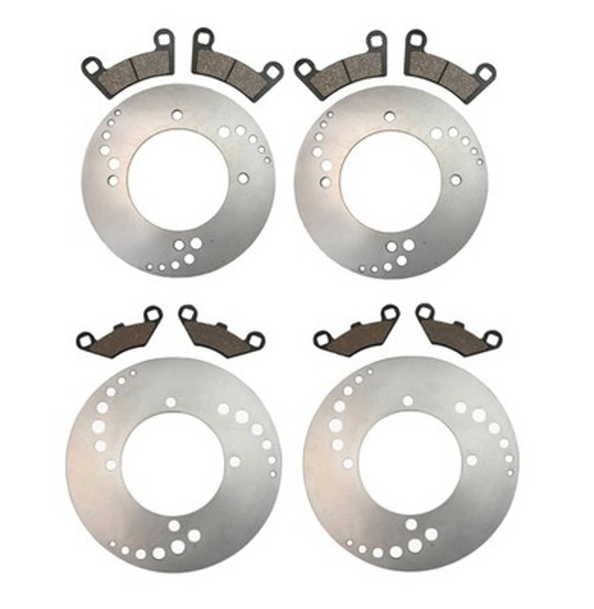Solid Spare Front Rear Brake Rotors Semi-Metallic Brake Pads 2009-2014 for Polaris RZR 800 S