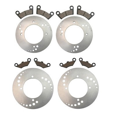Solid Spare Front Rear Brake Rotors Semi-Metallic Brake Pads 2009-2014 for Polaris RZR 800 S