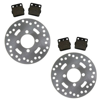 Solid Spare 2 Front Disc Brake Rotors & Semi-Metallic Brake Pads for Yamaha Raptor 350