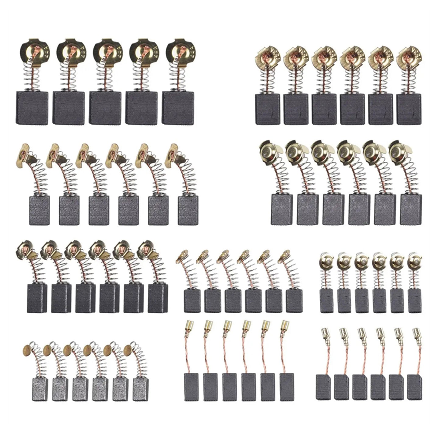 60Pcs 10 Sizes Electric Motor Carbon Brushes Replacement For Power Tool