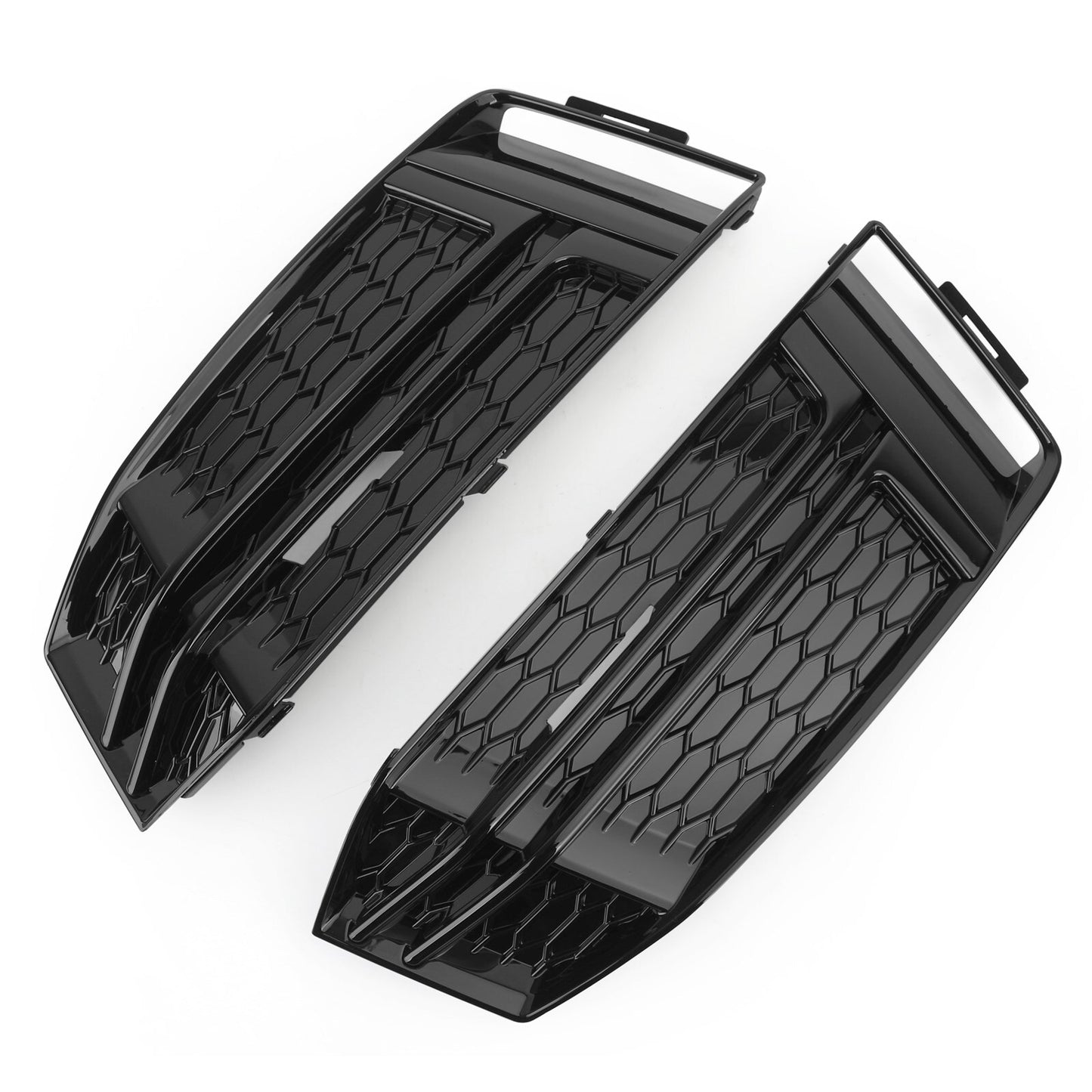 Black Front Fog Light Cover Fit For AUDI A4 B9 S-LINE 2016-2018 Bumper Grille