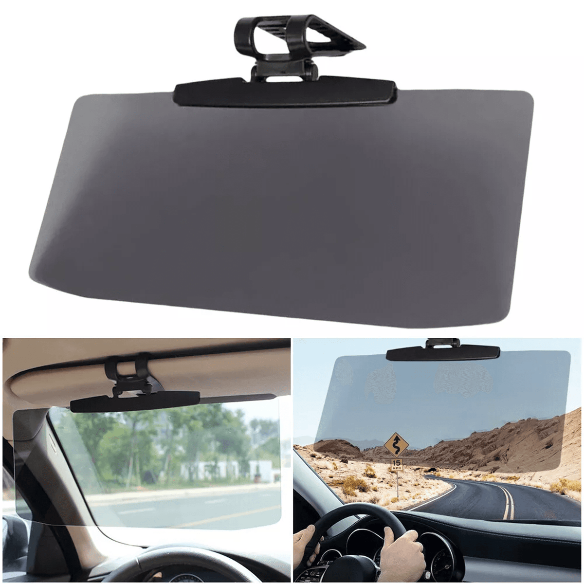 Solid Spare Car Automotive Sun Visor Extender Sunshade Protection Clip on Anti-Glare Gray