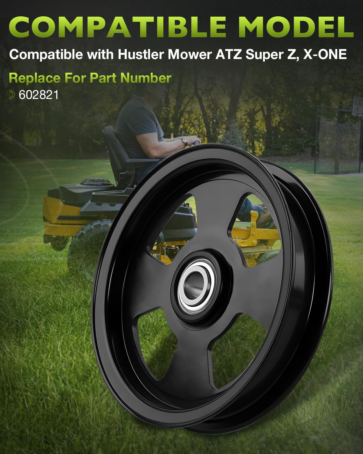 602821 Deck Flat Idler Pulley Fit For Hustler ATZ Super Z X-ONE Lawn Mower Black