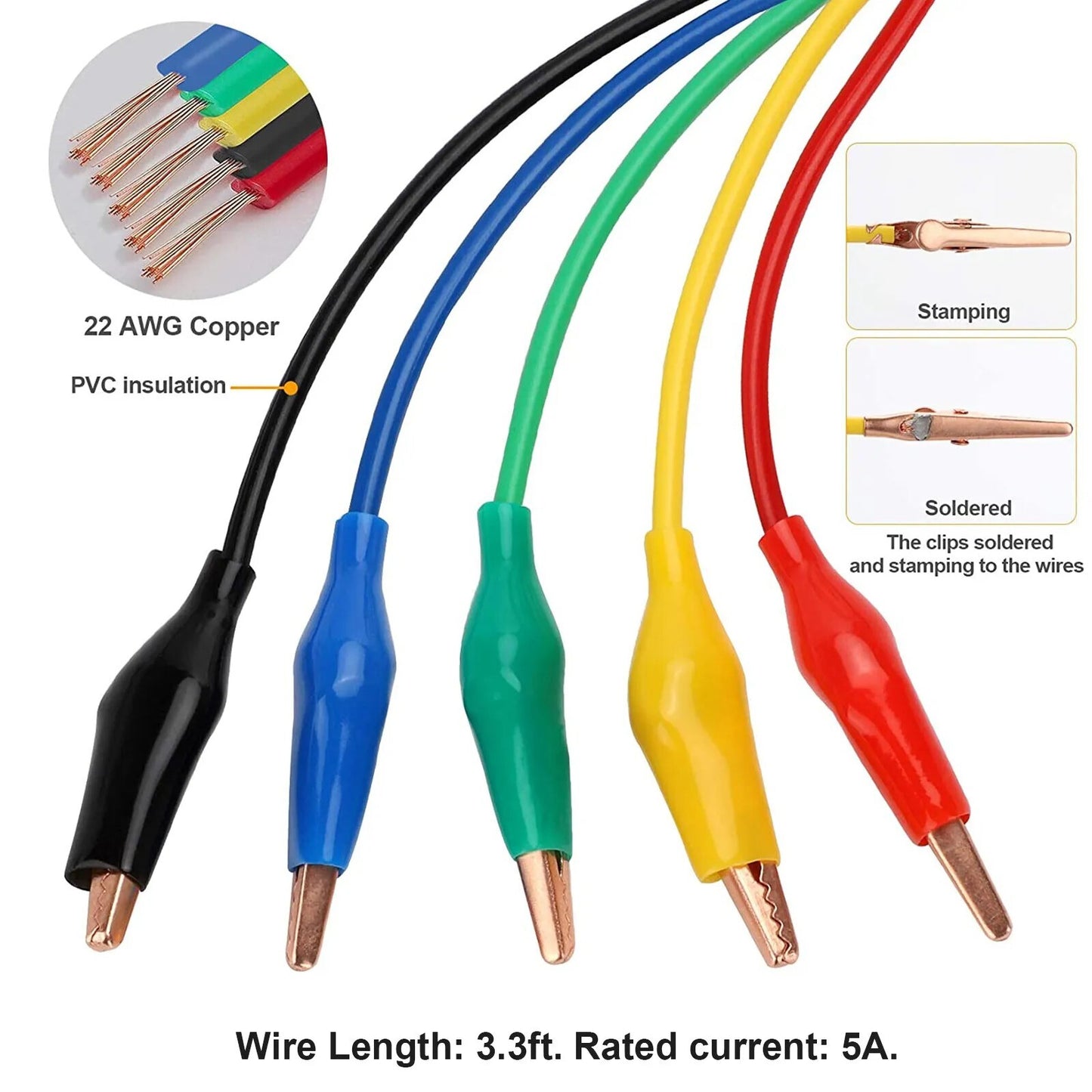 22Pcs Automotive Back Probe Kit Multimeter Test Leads Alligator Clips Wire Tool