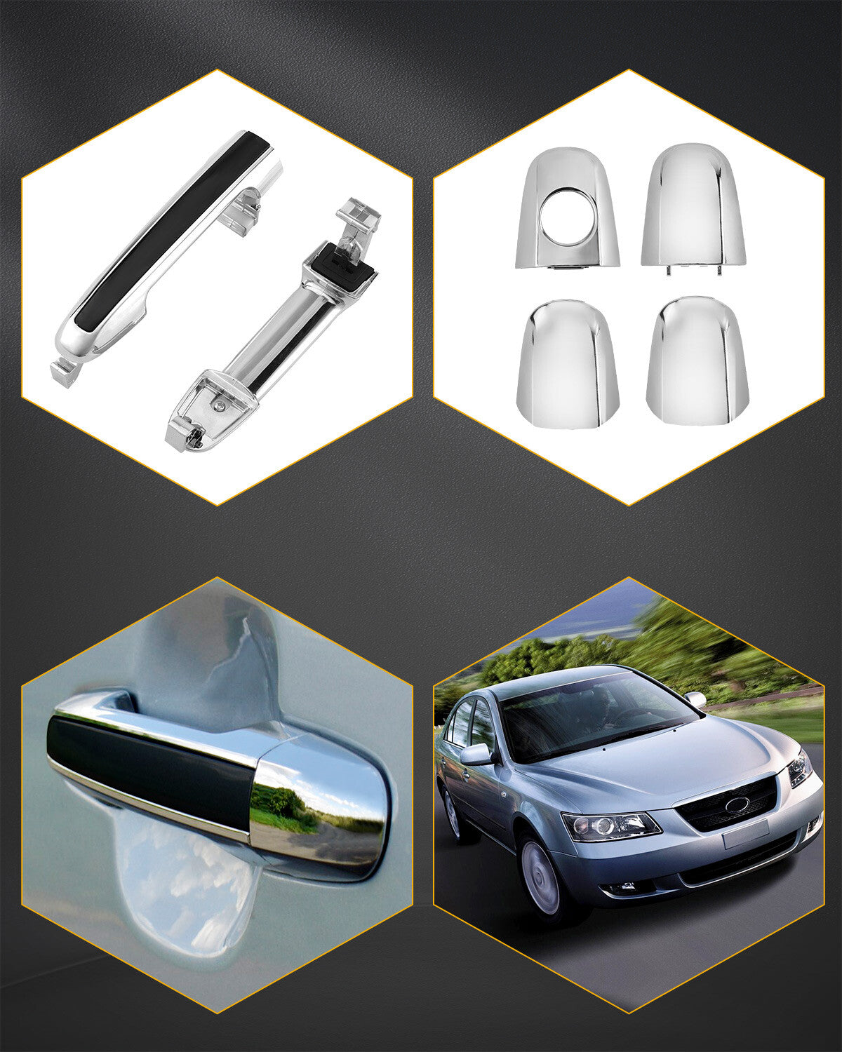 Exterior Outside Door Handle Set Passenger Driver Side For 05-10 Hyundai Sonata