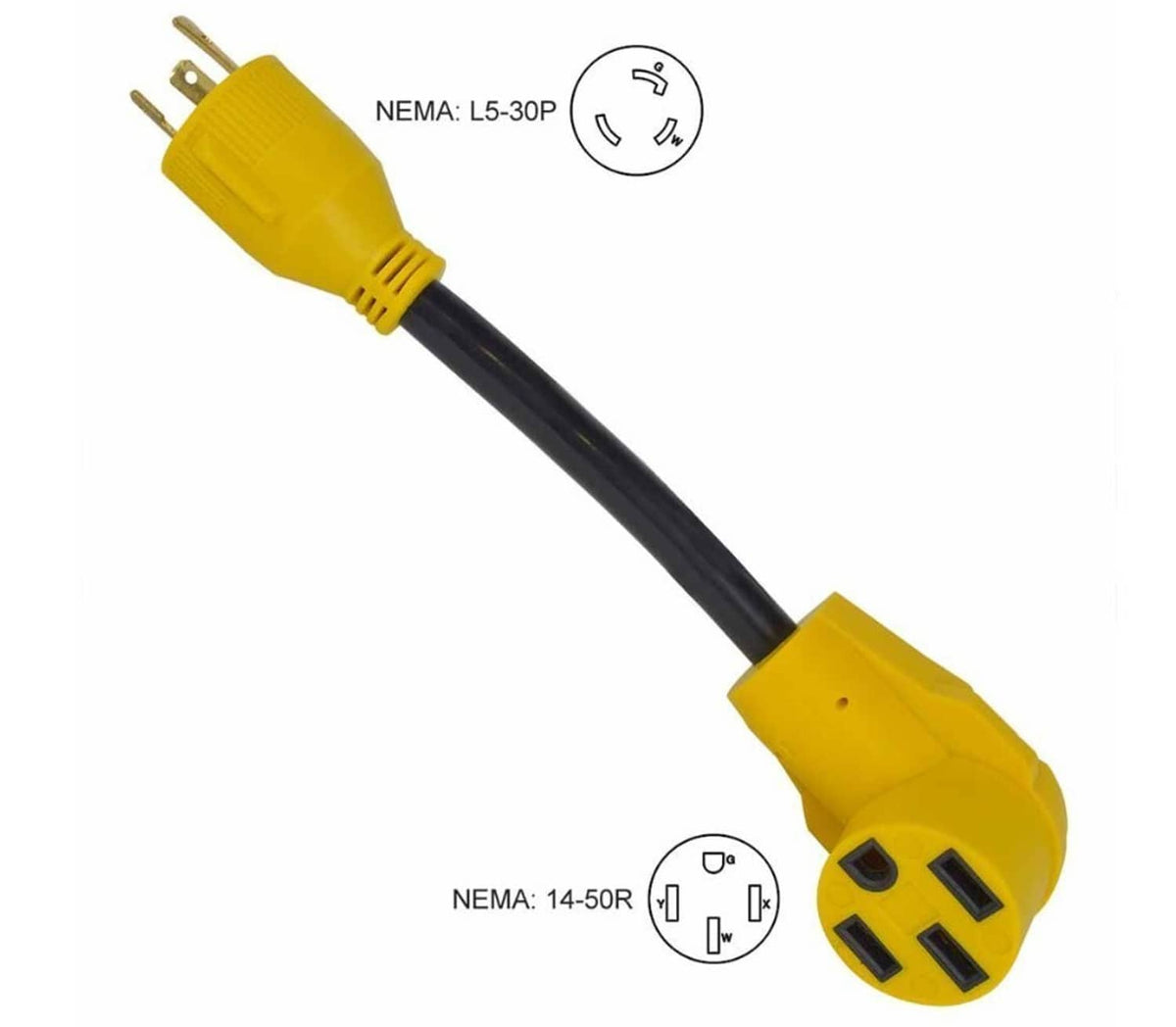 Solid Spare OEM Superior RVA1538 Generator 30 Amp to RV 50 Amp Female 12" 10AWG/3 Cord