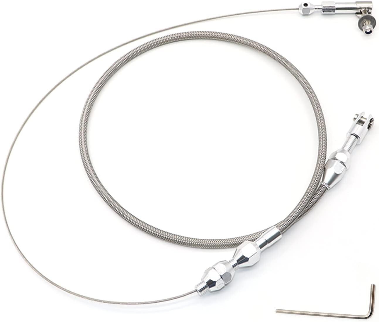 24" THROTTLE CABLE BRAIDED STAINLESS STEEL UNIVERSAL ACCELERATOR For FORD, CHEVY