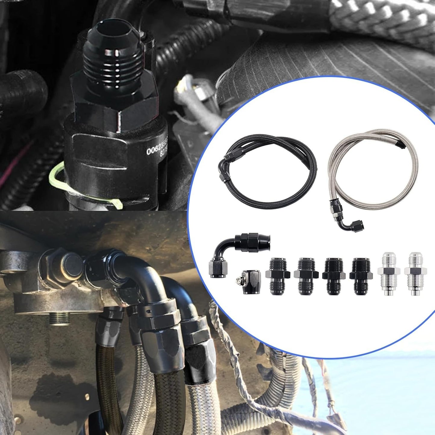Universal 6AN Power Steering Pump Hose Kit For GM LS Swap Pressure Return Line