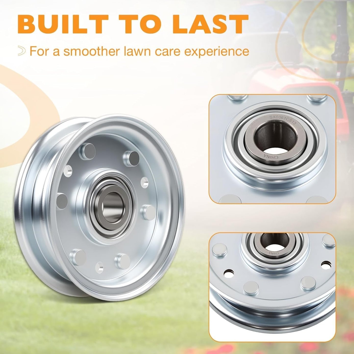 4Pcs 164090 Idler Flat Pulley For RFM Series 4' 5' 6' Finish Mower Lawn Tractor