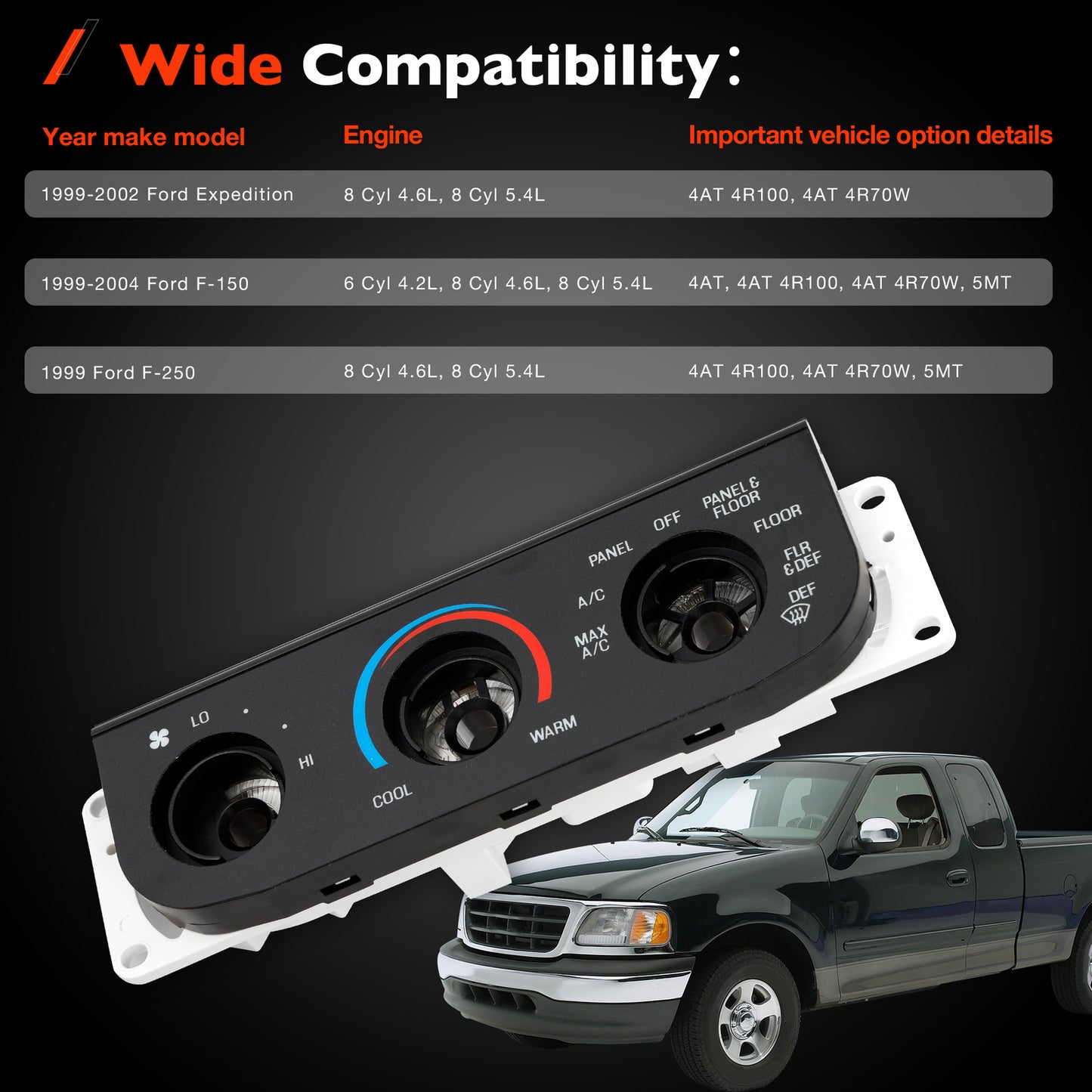 Climate Control Module A/C Heater Panel w/o Switch For 1999-2004 Ford F150 F250