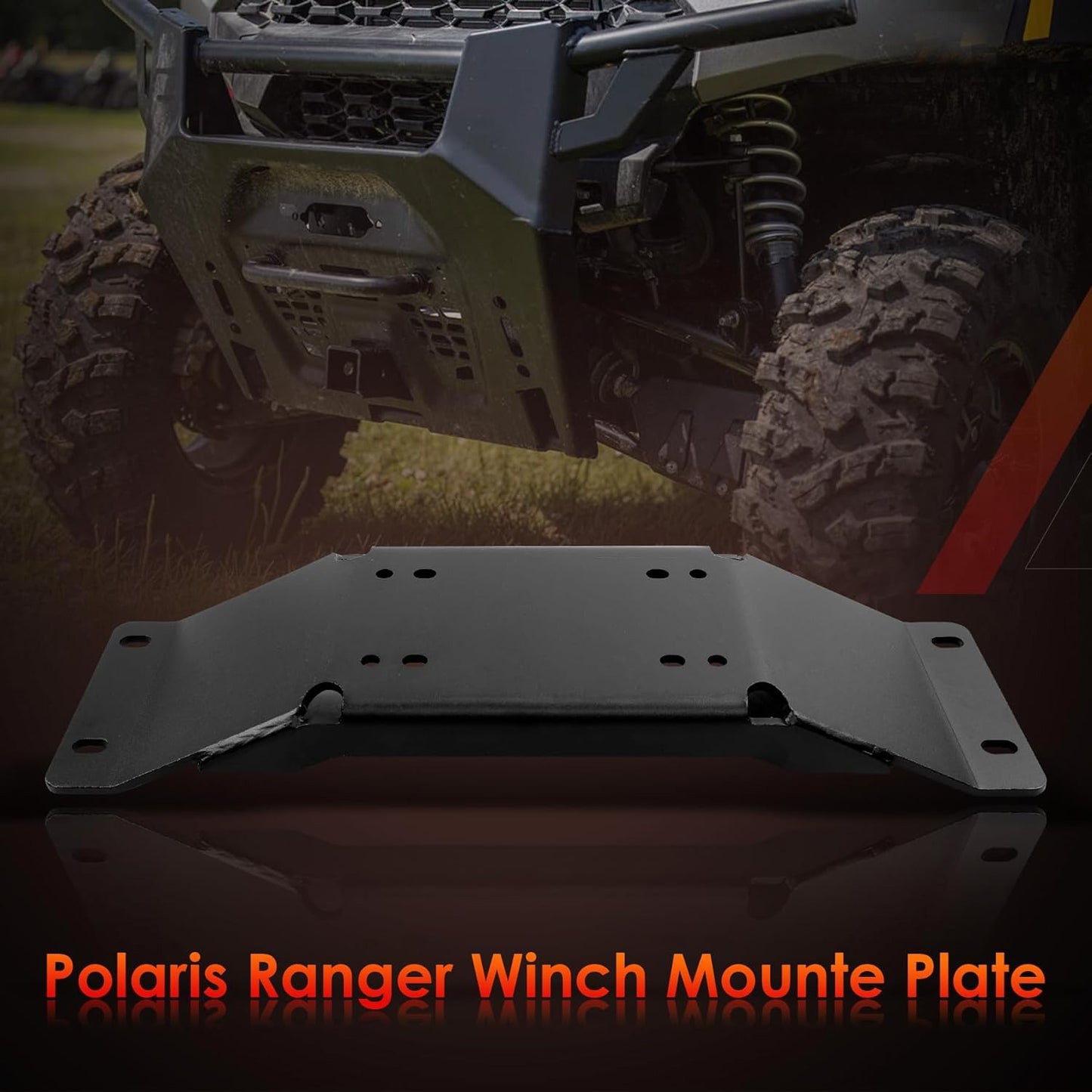 Trailer Winch Mount Plate Bracket Set Fit 2022-2025 Polaris Ranger Midsize 570
