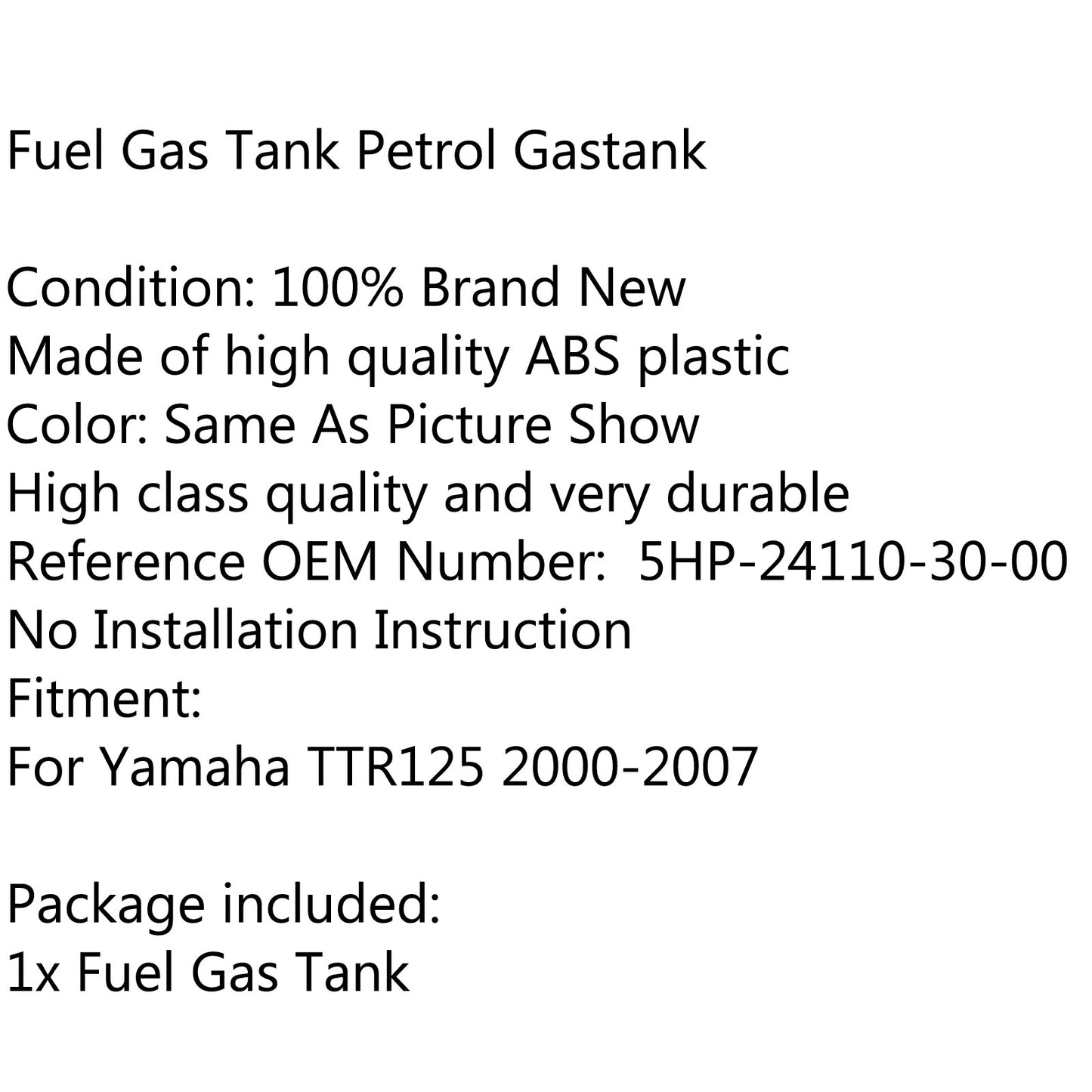 NEW Blue Fuel Gas Tank Petrol Gastank Fits For 2000-2007 Yamaha TTR125 TTR 125✔