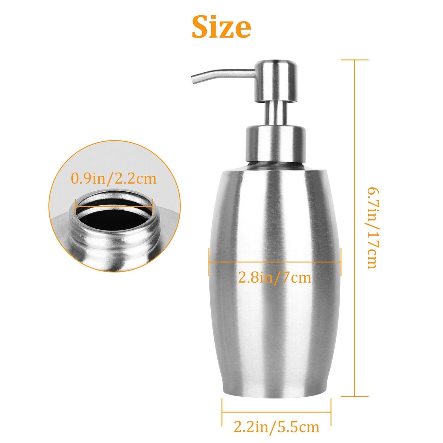 375ML Sink Soap Dispenser Kitchen Stainless Steel Hand Liquid Pump Lotion Bottle