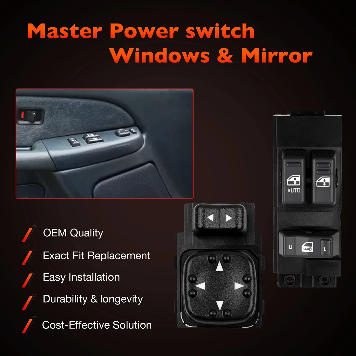 Power Window Door & Mirror Switch For 00-02 Chevy Silverado GMC Sierra 1500 2500