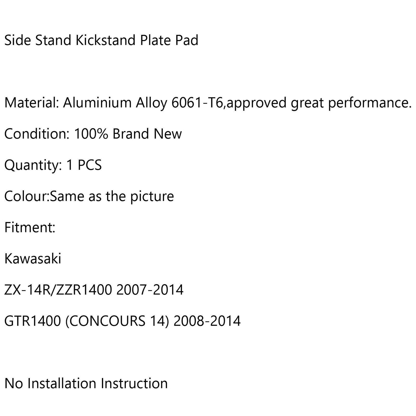 Side Stand Kickstand Plate For Kawasaki ZX-14R/ZZR1400 07-14 GTR1400 08-14 Gray