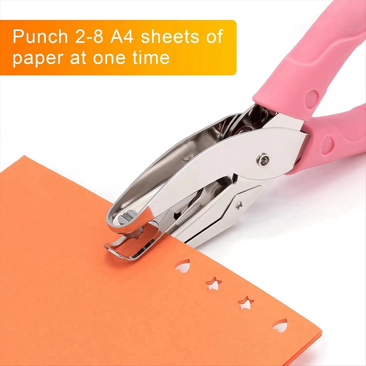 US DIY Paper Punch Puncher w/ Pink Grip Heart Shape Hole Cutter Tools Craft New