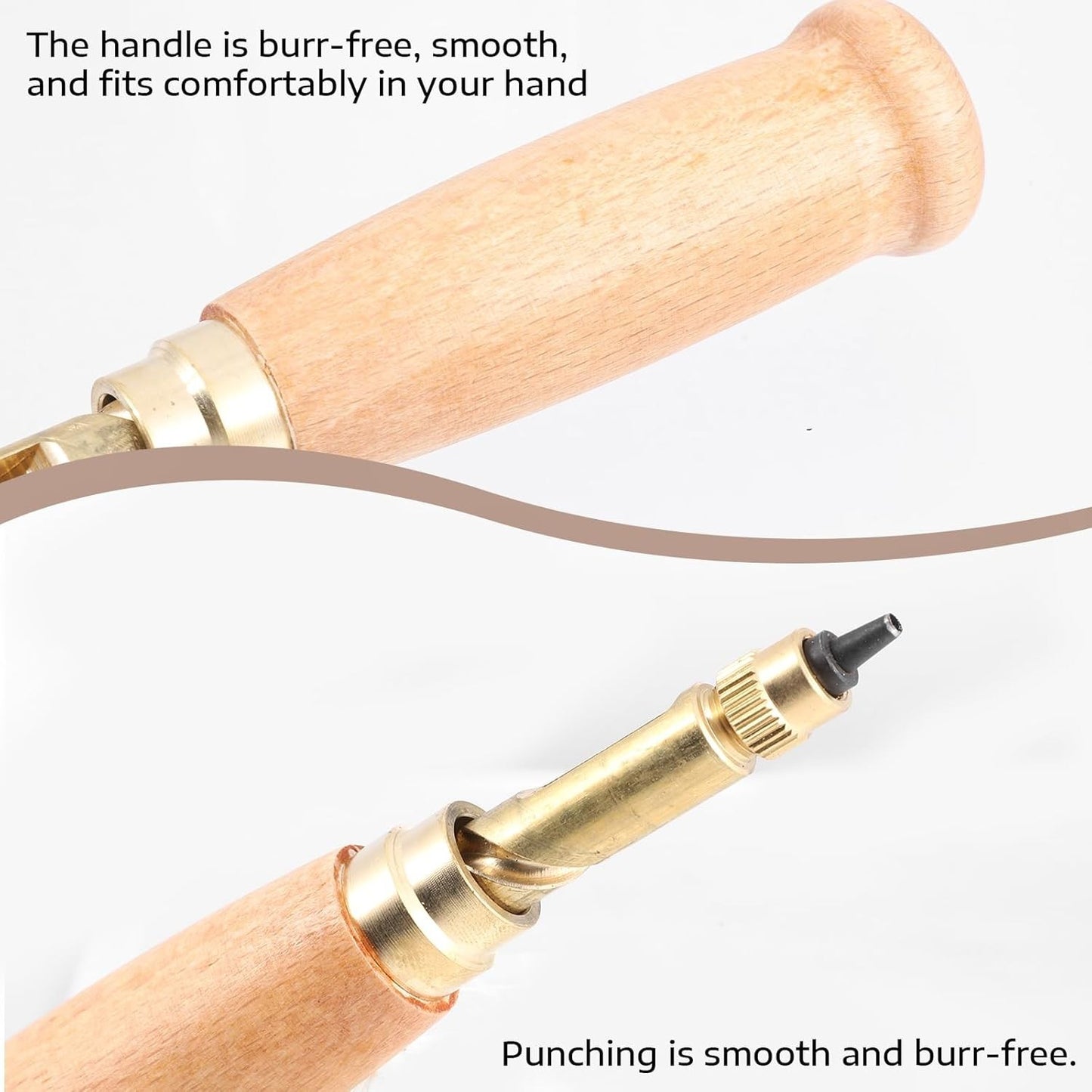 Manual Leather Hole Punch Tool with Handle 6 Replaceable Tips for Belt Bag Craft