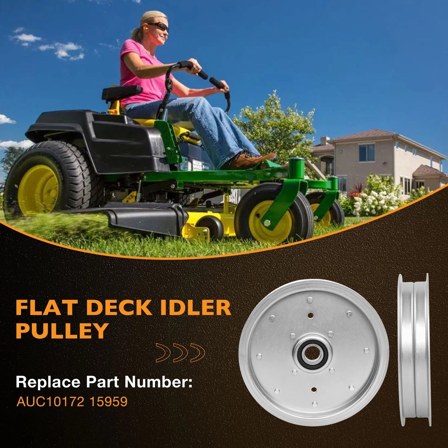 3Pcs AUC10172 Lawn Mower Deck Flat Idler Pulley For John Deere Z540R ZTrak 15959