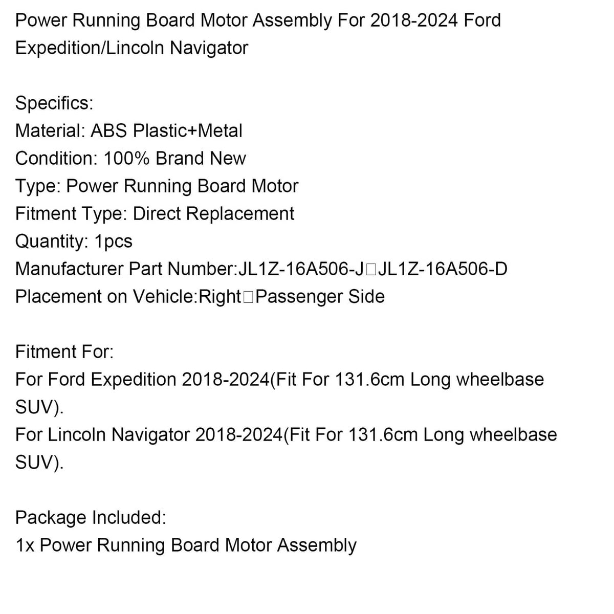 Solid Spare Power Running Board Motor JL1Z-16A506-D For Ford Expedition Navigator 2018-2024